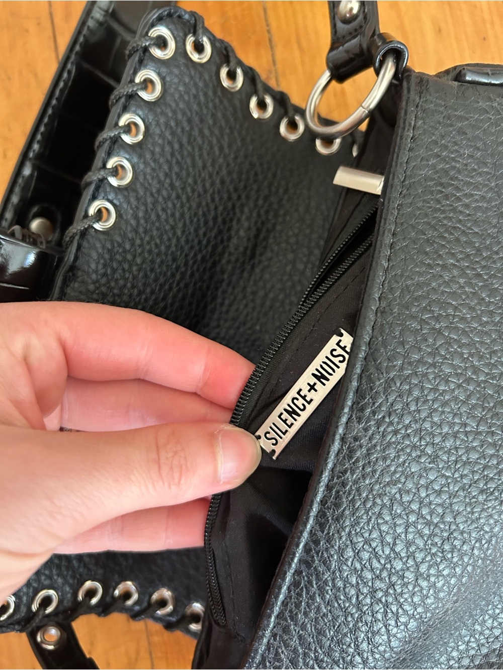 Urban outfitters black Silence + Noise Jade Laced Rivet Bag - Picture 7 of 8